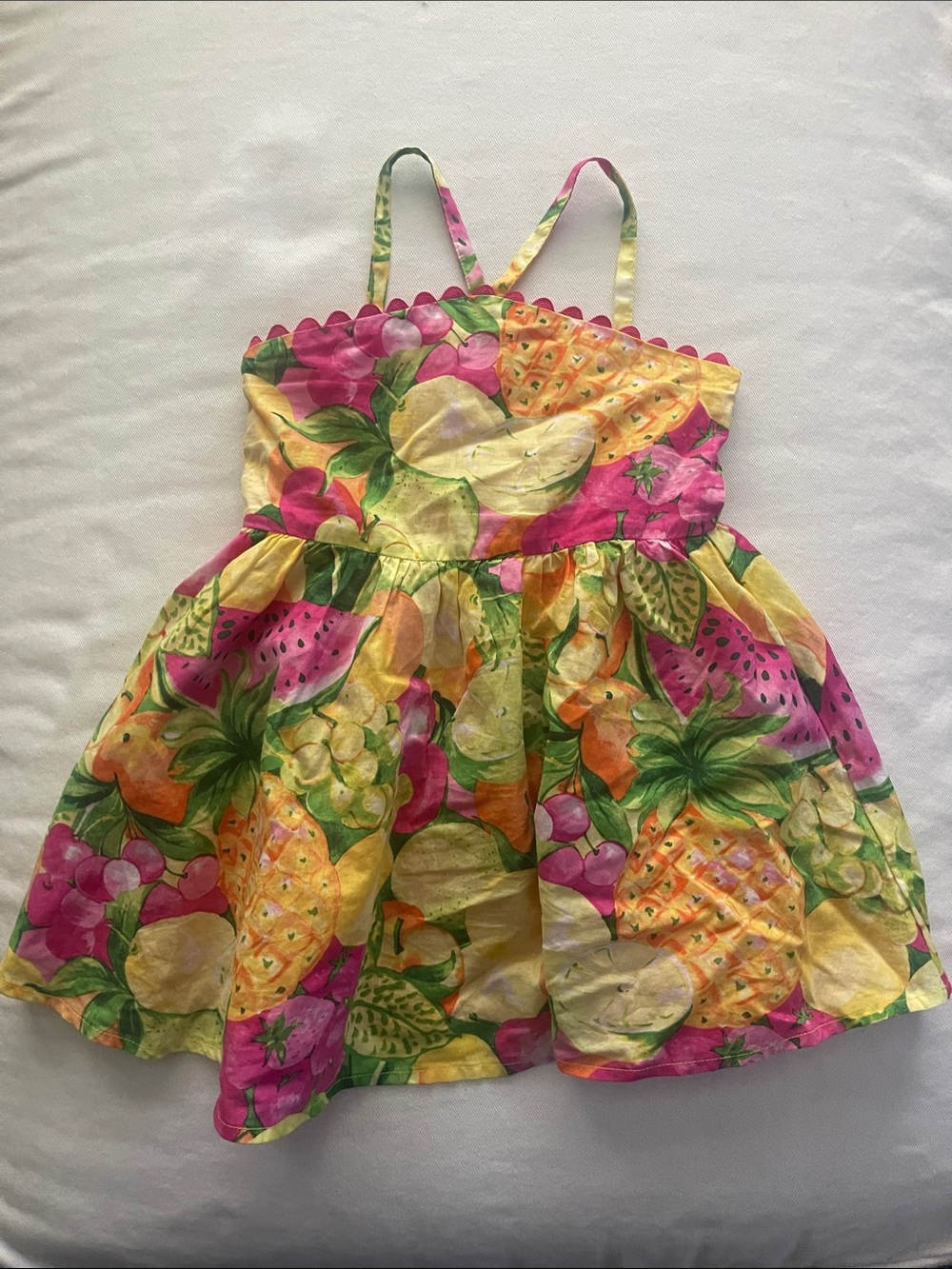 Janie and Jack Pink and Yellow Tropical Dress Size 2T